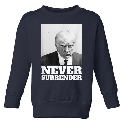 Trump Never Surrender Mug Shot Toddler Sweatshirt