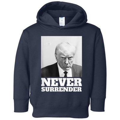 Trump Never Surrender Mug Shot Toddler Hoodie