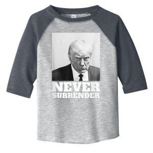 Trump Never Surrender Mug Shot Toddler Fine Jersey T-Shirt