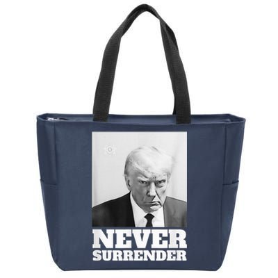 Trump Never Surrender Mug Shot Zip Tote Bag