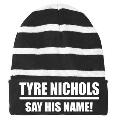 Tyre Nichols Say His Name! Striped Beanie with Solid Band