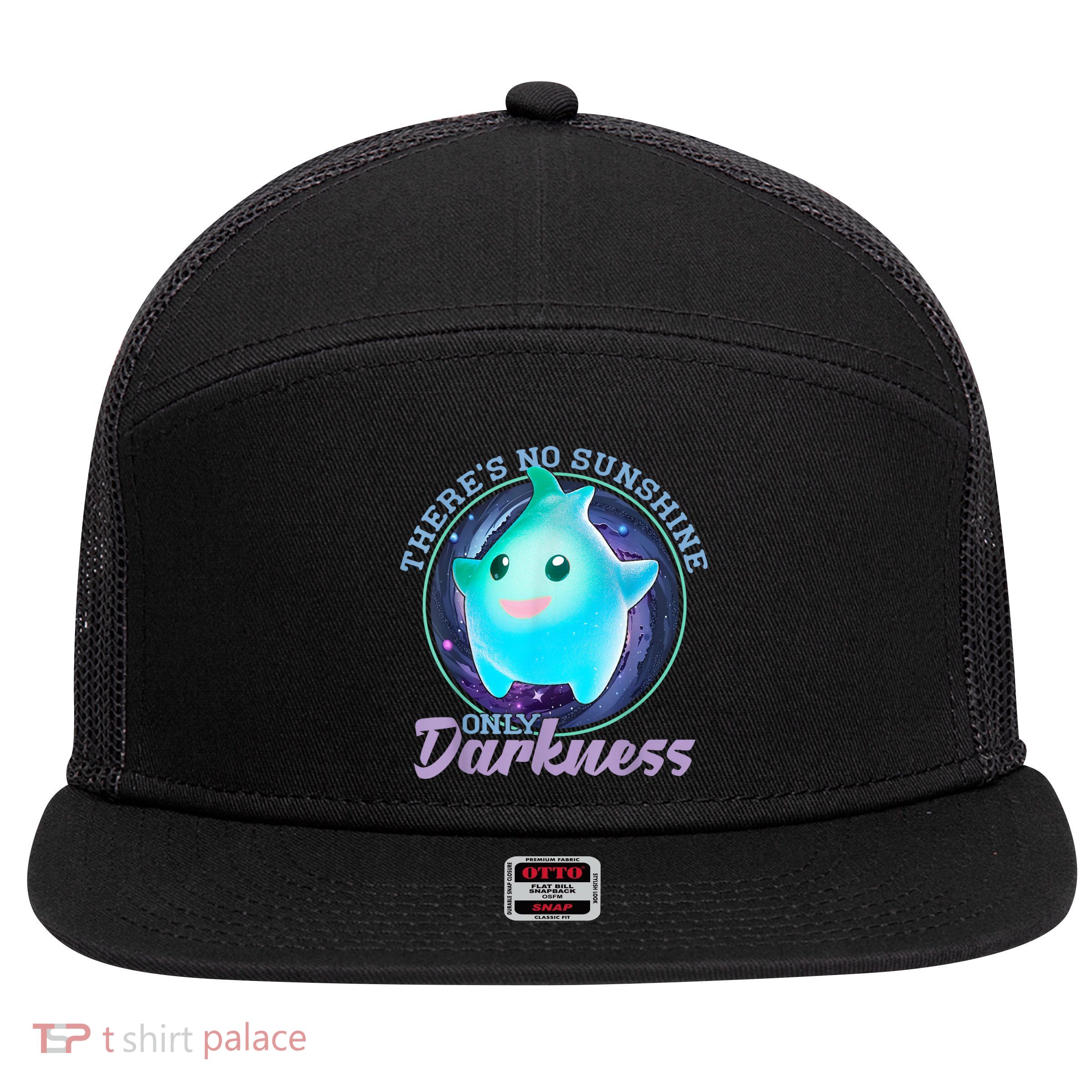 Theres No Sunshine Only Darkness Shiny 7 Panel Mesh Trucker Snapback Hat