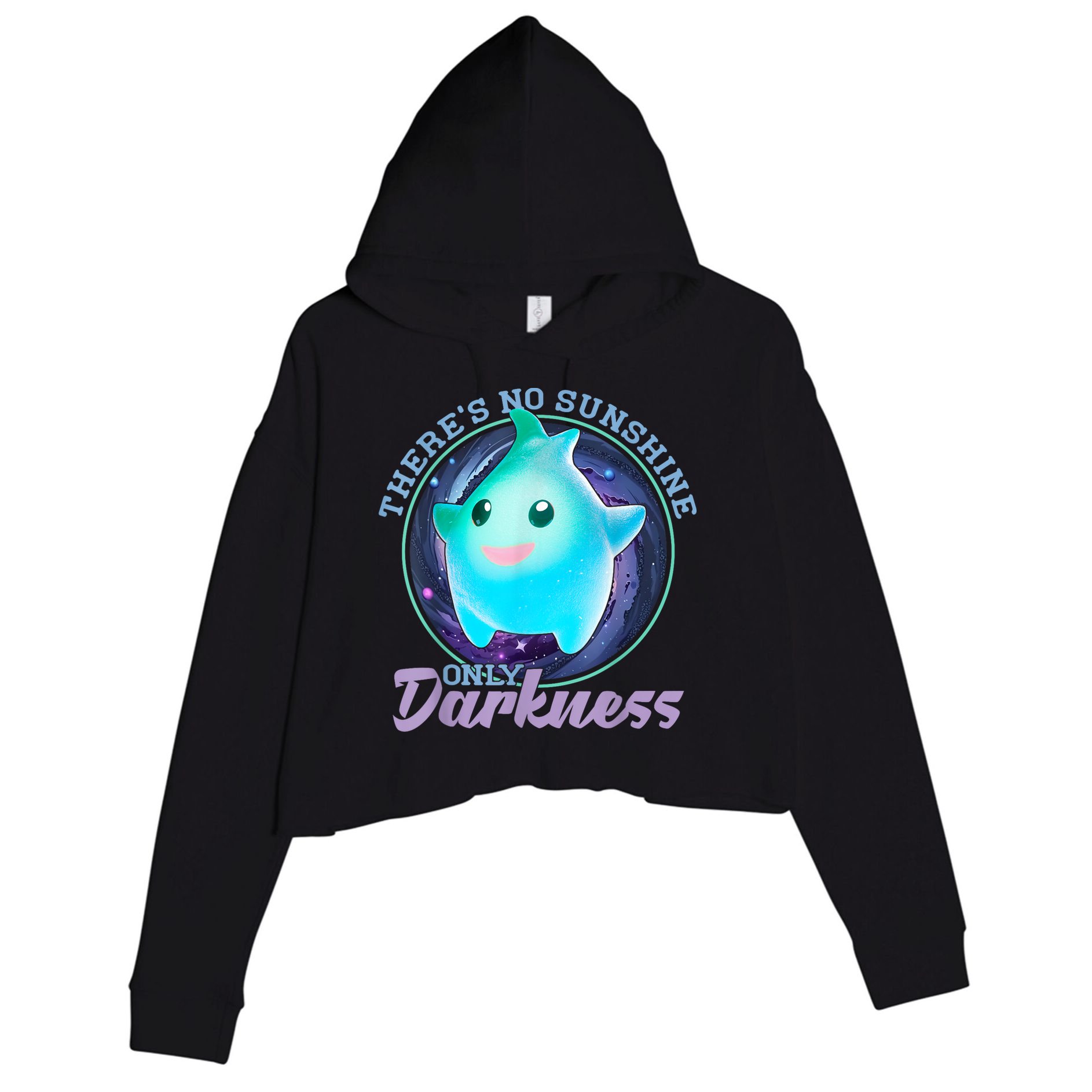 Theres No Sunshine Only Darkness Shiny Crop Fleece Hoodie