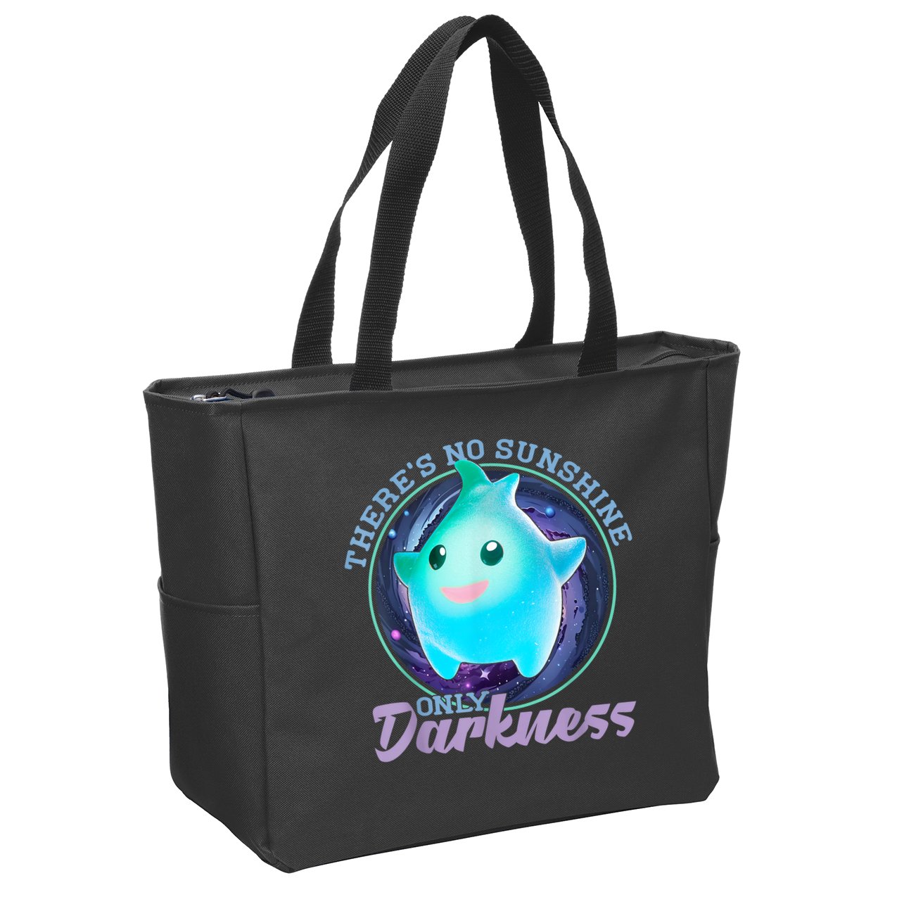 Theres No Sunshine Only Darkness Shiny Zip Tote Bag