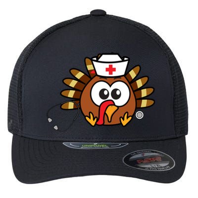 Thanksgiving Nurse Turkey Gift Cool Funny Feast Day Gift Flexfit Unipanel Trucker Cap