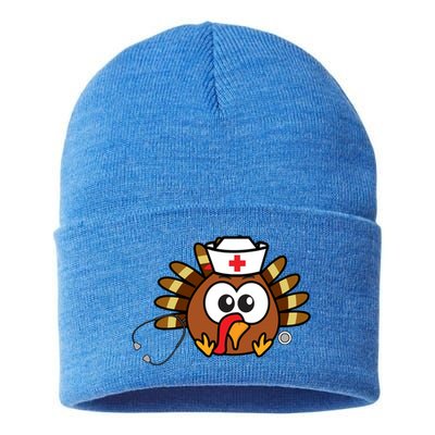 Thanksgiving Nurse Turkey Gift Cool Funny Feast Day Gift Sustainable Knit Beanie