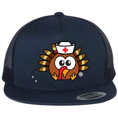 Thanksgiving Nurse Turkey Gift Cool Funny Feast Day Gift Flat Bill Trucker Hat