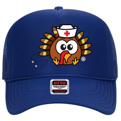 Thanksgiving Nurse Turkey Gift Cool Funny Feast Day Gift High Crown Mesh Back Trucker Hat