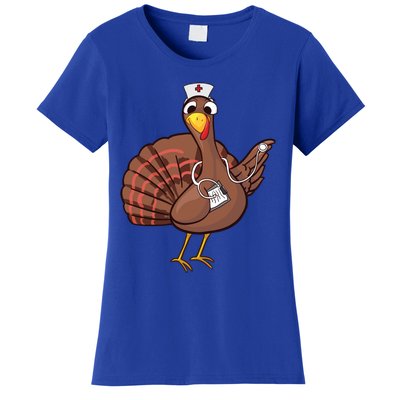 Thanksgiving Nurse Turkey Gift Cool Funny Feast Day Gift Women's T-Shirt