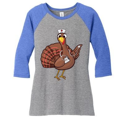 Thanksgiving Nurse Turkey Gift Cool Funny Feast Day Gift Women's Tri-Blend 3/4-Sleeve Raglan Shirt