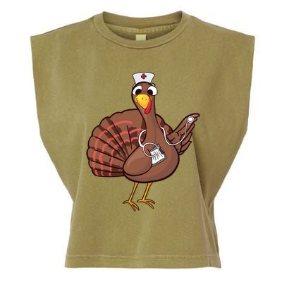 Thanksgiving Nurse Turkey Gift Cool Funny Feast Day Gift Garment-Dyed Women's Muscle Tee