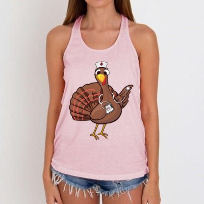 Thanksgiving Nurse Turkey Gift Cool Funny Feast Day Gift Women's Knotted Racerback Tank