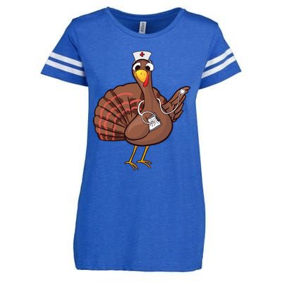 Thanksgiving Nurse Turkey Gift Cool Funny Feast Day Gift Enza Ladies Jersey Football T-Shirt