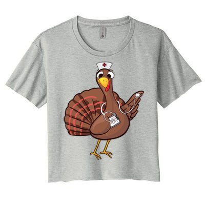 Thanksgiving Nurse Turkey Gift Cool Funny Feast Day Gift Women's Crop Top Tee