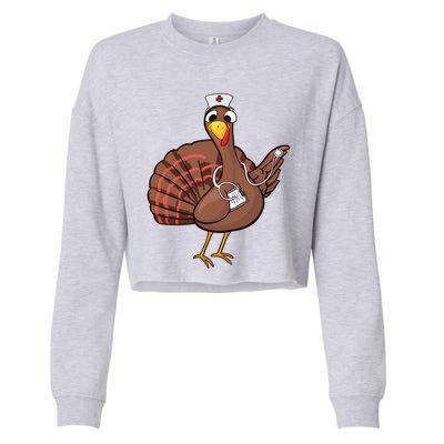 Thanksgiving Nurse Turkey Gift Cool Funny Feast Day Gift Cropped Pullover Crew