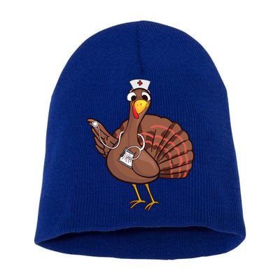 Thanksgiving Nurse Turkey Cool Gift Cool Funny Feast Day Gift Short Acrylic Beanie