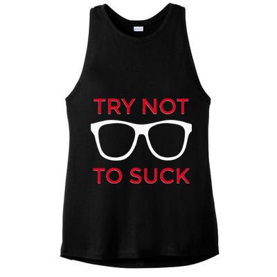 Try Not To Suck Funny Baseball Ladies PosiCharge Tri-Blend Wicking Tank