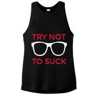 Try Not To Suck Funny Baseball Ladies PosiCharge Tri-Blend Wicking Tank