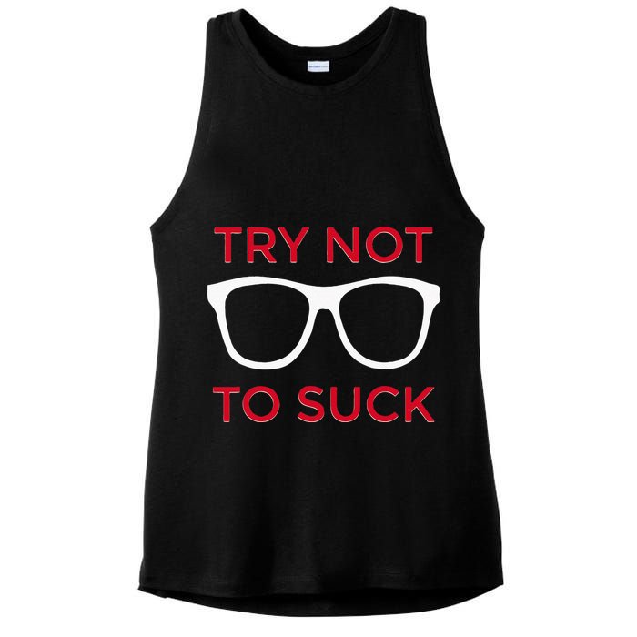 Try Not To Suck Funny Baseball Ladies PosiCharge Tri-Blend Wicking Tank