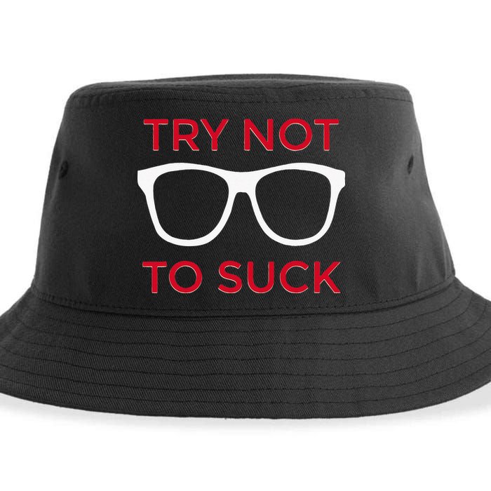 Try Not To Suck Funny Baseball Sustainable Bucket Hat