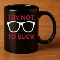 Try Not To Suck Funny Baseball 11oz C Handle Ceramic Mug