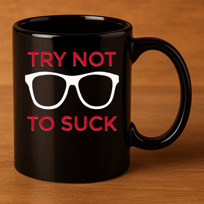 Try Not To Suck Funny Baseball 11oz C Handle Ceramic Mug