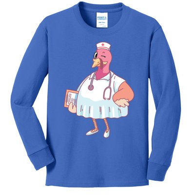 Thanksgiving Nurse Turkey Gift Kids Long Sleeve Shirt