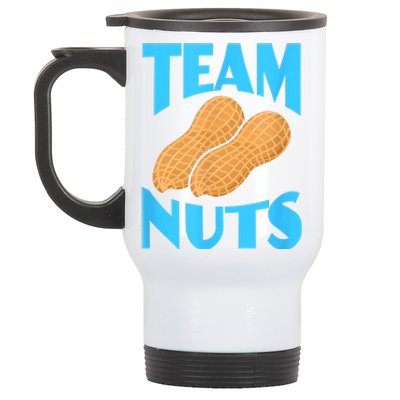 Team Nuts Team Boy Gender Reveal Pregnancy Baby Party Stainless Steel Travel Mug