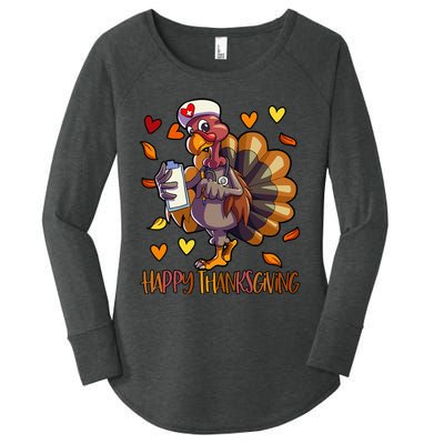 Turkey Nurse Thanksgiving  Holiday Nursing Women's Perfect Tri Tunic Long Sleeve Shirt