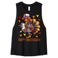 Turkey Nurse Thanksgiving  Holiday Nursing Women's Racerback Cropped Tank