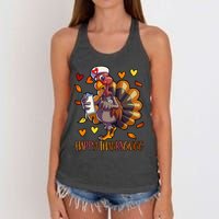 Turkey Nurse Thanksgiving  Holiday Nursing Women's Knotted Racerback Tank