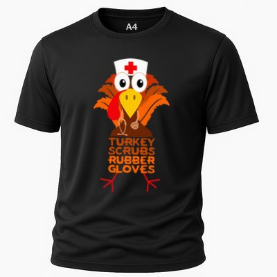 Thanksgiving Nurse Turkey Scrubs Rubber Gloves Performance Shirt
