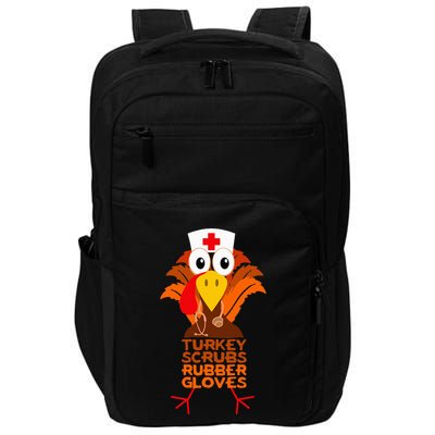 Thanksgiving Nurse Turkey Scrubs Rubber Gloves Impact Tech Backpack