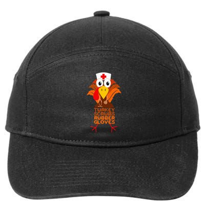 Thanksgiving Nurse Turkey Scrubs Rubber Gloves 7-Panel Snapback Hat