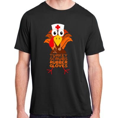 Thanksgiving Nurse Turkey Scrubs Rubber Gloves Adult ChromaSoft Performance T-Shirt