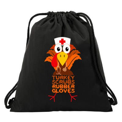 Thanksgiving Nurse Turkey Scrubs Rubber Gloves Drawstring Bag
