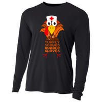 Thanksgiving Nurse Turkey Scrubs Rubber Gloves Cooling Performance Long Sleeve Crew