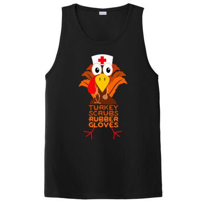 Thanksgiving Nurse Turkey Scrubs Rubber Gloves PosiCharge Competitor Tank