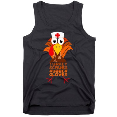 Thanksgiving Nurse Turkey Scrubs Rubber Gloves Tank Top