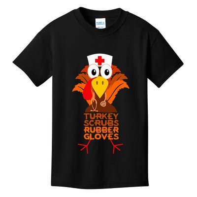 Thanksgiving Nurse Turkey Scrubs Rubber Gloves Kids T-Shirt