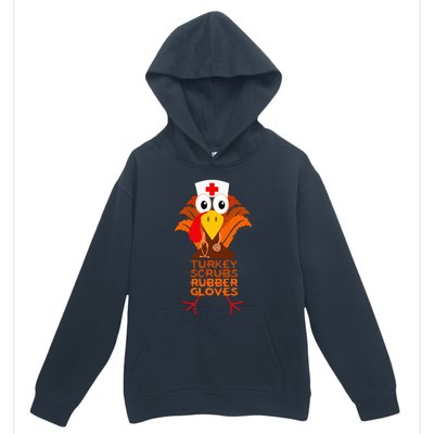 Thanksgiving Nurse Turkey Scrubs Rubber Gloves Urban Pullover Hoodie