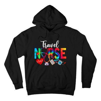 Travel Nurse Tie Dye Love Heart Stethoscope RN Nurse Women Hoodie