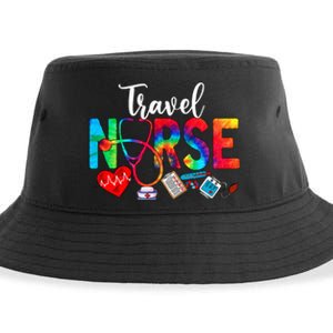 Travel Nurse Tie Dye Love Heart Stethoscope RN Nurse Women Sustainable Bucket Hat