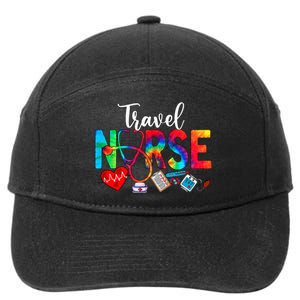 Travel Nurse Tie Dye Love Heart Stethoscope RN Nurse Women 7-Panel Snapback Hat