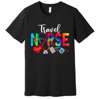 Travel Nurse Tie Dye Love Heart Stethoscope RN Nurse Women Premium T-Shirt