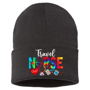 Travel Nurse Tie Dye Love Heart Stethoscope RN Nurse Women Sustainable Knit Beanie