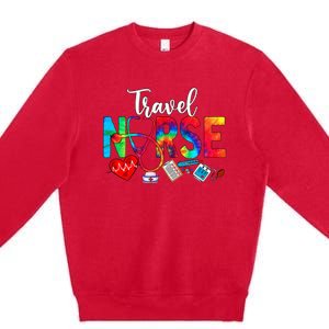 Travel Nurse Tie Dye Love Heart Stethoscope RN Nurse Women Premium Crewneck Sweatshirt