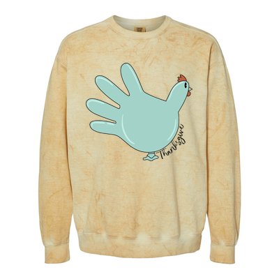 Thanksgiving Nurse Turkey Glove Thankful Nurse Medical Colorblast Crewneck Sweatshirt