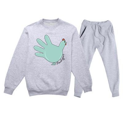 Thanksgiving Nurse Turkey Glove Thankful Nurse Medical Premium Crewneck Sweatsuit Set