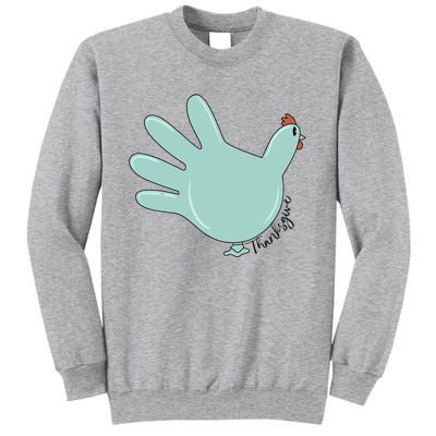 Thanksgiving Nurse Turkey Glove Thankful Nurse Medical Tall Sweatshirt